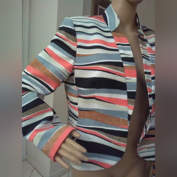 BNWT VINTAGE JACKET CROPPED BY PECK & PECK SZ. 8 MULTI COLORS PINK BLACK ETC SZ8 - Picture 4 of 7